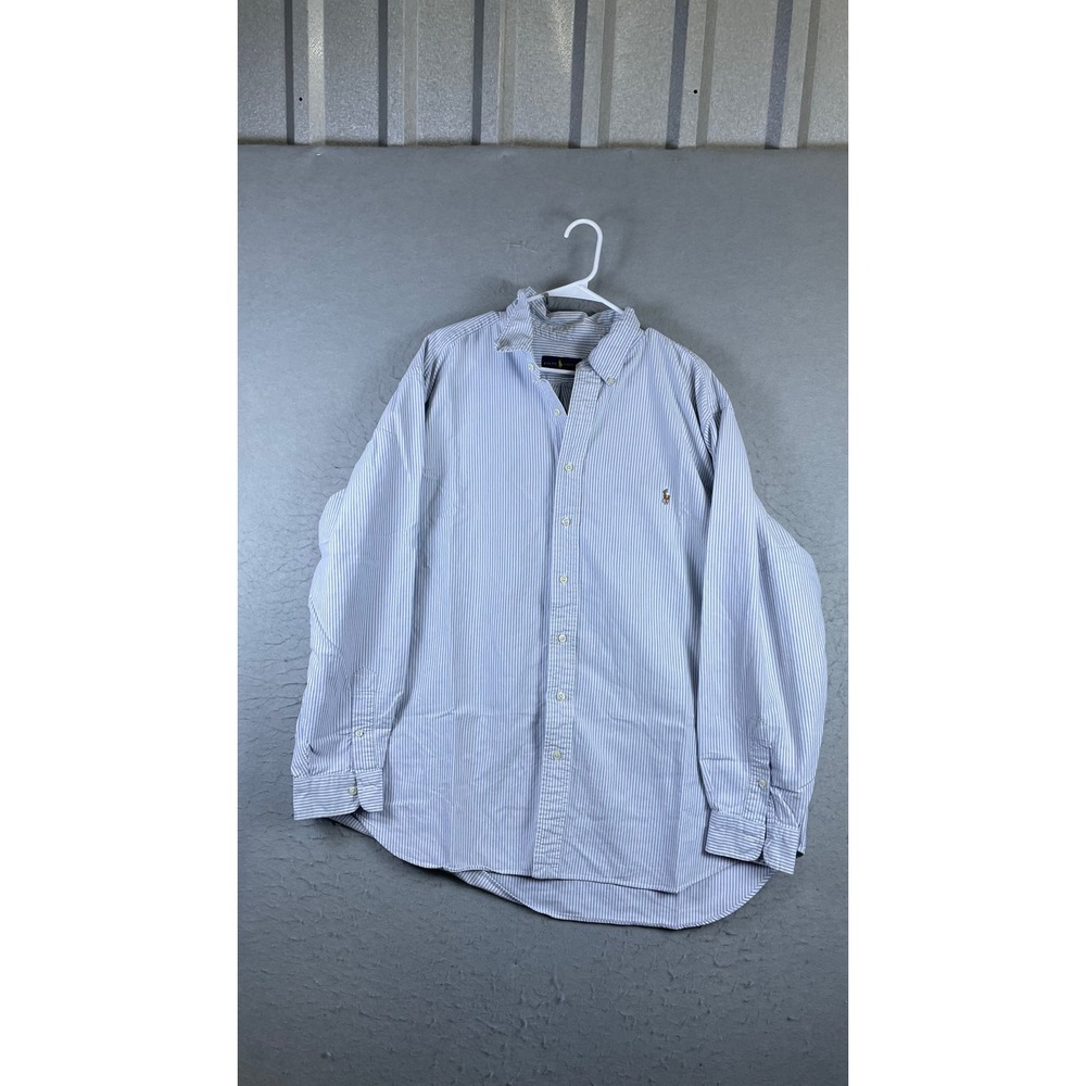 Ralph Lauren Button Down Shirt Mens 2XB Blue White Stripe Excellent Oxford Big